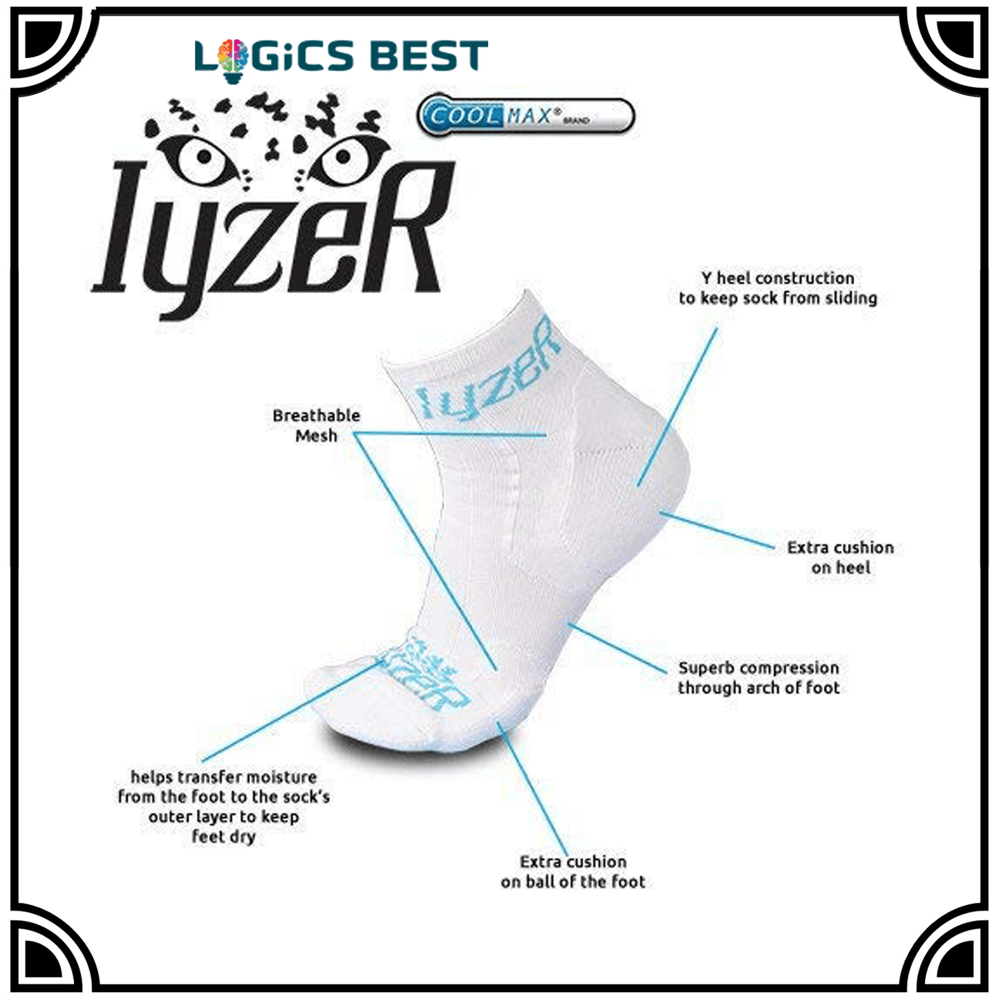 Logics Best Apparel Mens Running Coolmax Sock