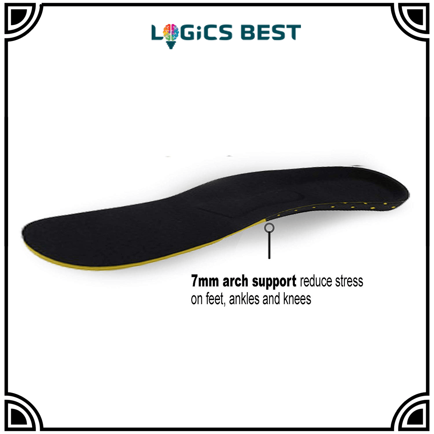 Logics Best Health and Beauty Plantar Fasciitis Flat Feet Insoles Arch Supports Orthotics Relieve High Arch, Foot, Heel Pain (US Mens 6.5-9 Womens 8-11.5)