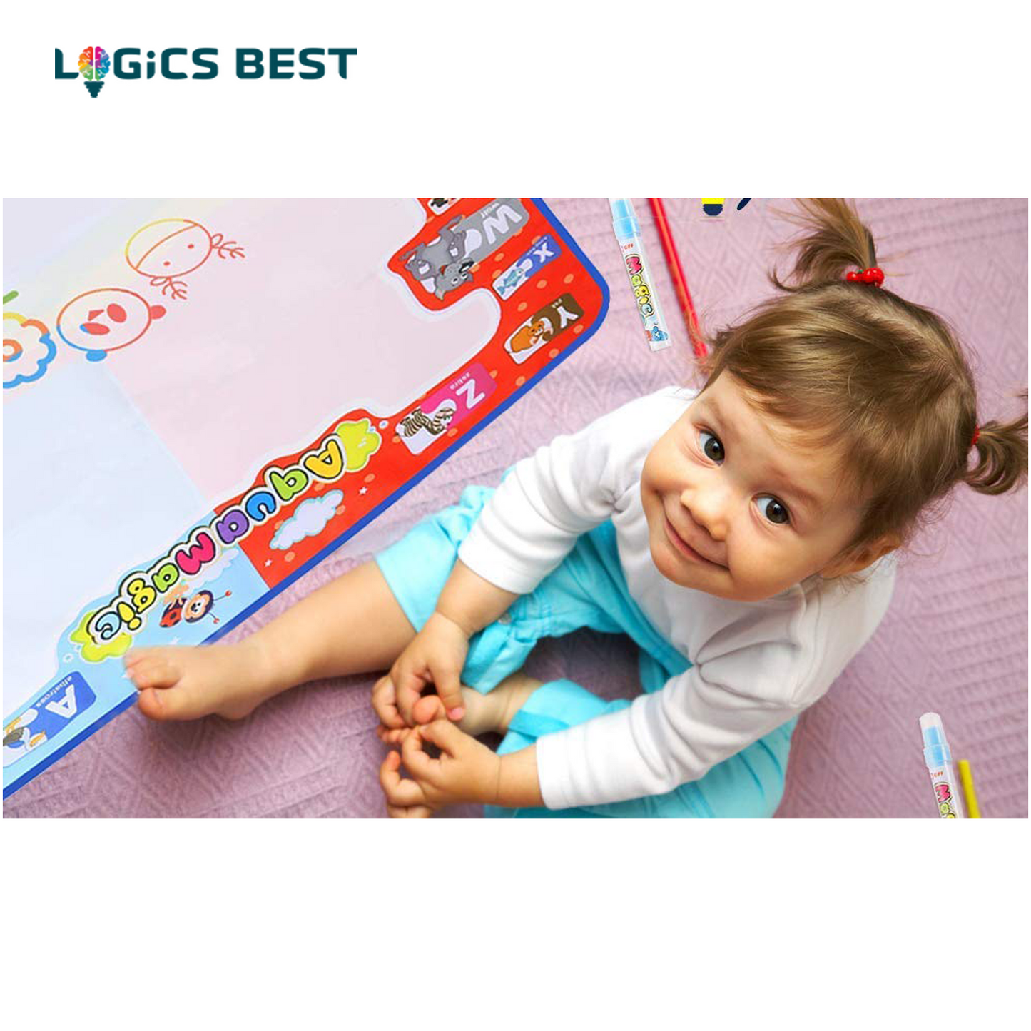Logics Best Toy 2.00 months Logics Best Activity Mat for Learning- Premium Water Drawing Mat for Kids Age 2-5 Years Old, Toddler Educational Gift