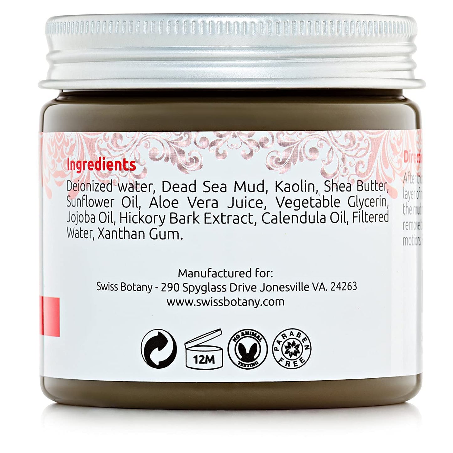 Swiss Botany Beauty 1 / 1 / Aloe Vera Swiss Botany Dead Sea Mud Mask - Exfoliates Pores & Hydrates Dry Skin - Organic Formula Uses Dead Sea Mud Imported from Israel - Use as Needed - Most Skin Types - Good for Men & Women - 8 fl oz