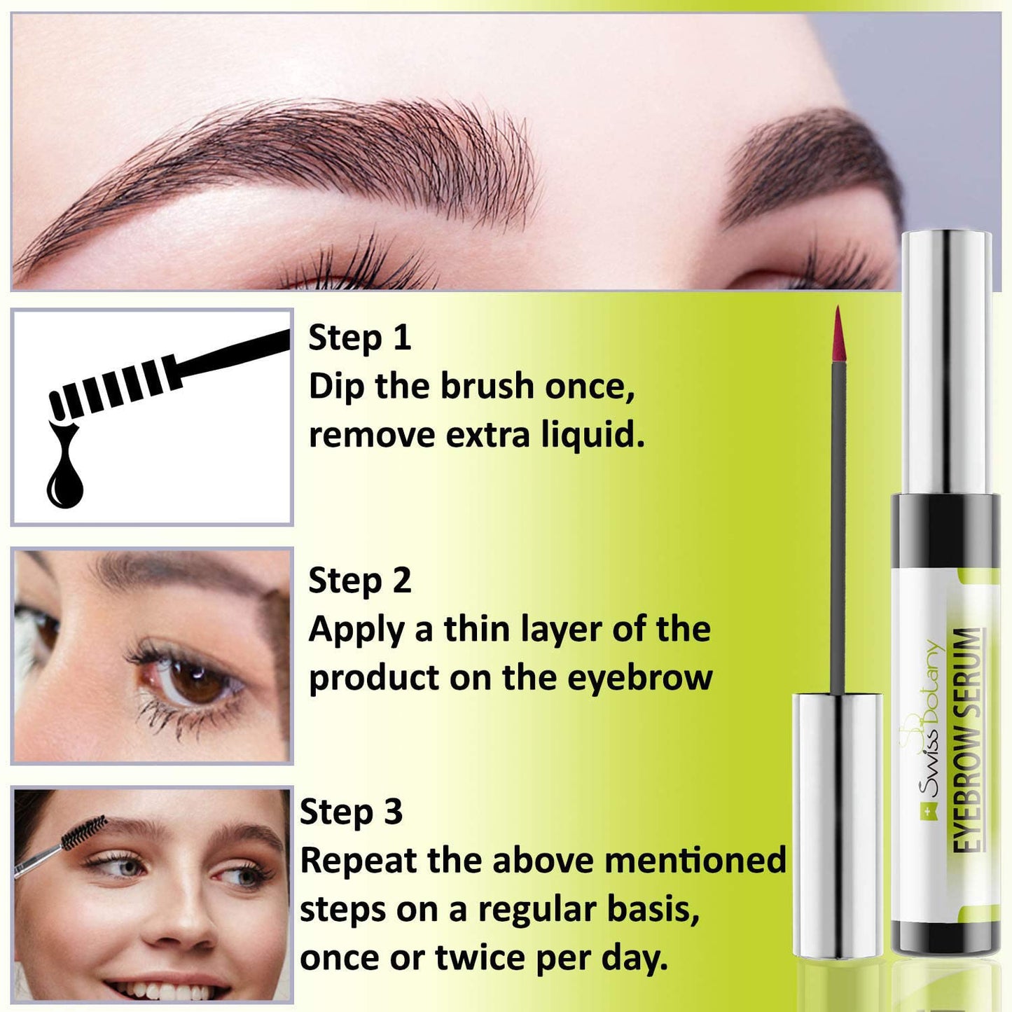 Swiss Botany Beauty 1 EyeBrow Growth Serum for Women & Men Premium Biotin Eyebrow Enhancing Serum for Eyebrow Growth cruelty free eyebrow growth serum Safe Against Eye Color Change | Professionally Trusted