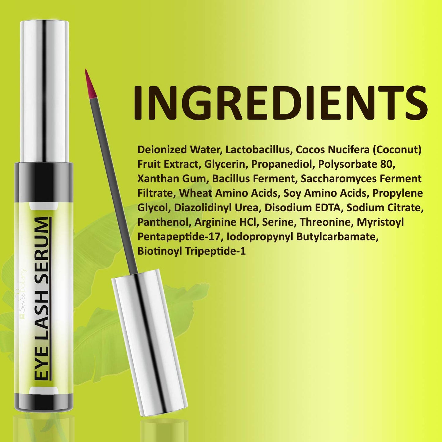 Swiss Botany Beauty 1 Swiss Botany Eyelash Growth Serum for Longer & Fuller Eyelashes - Water Based Formula Eyelash Serum for Lash Hair Growth, Enhancement, & Lash boost - Applicator Included - False Eyelash Eliminator