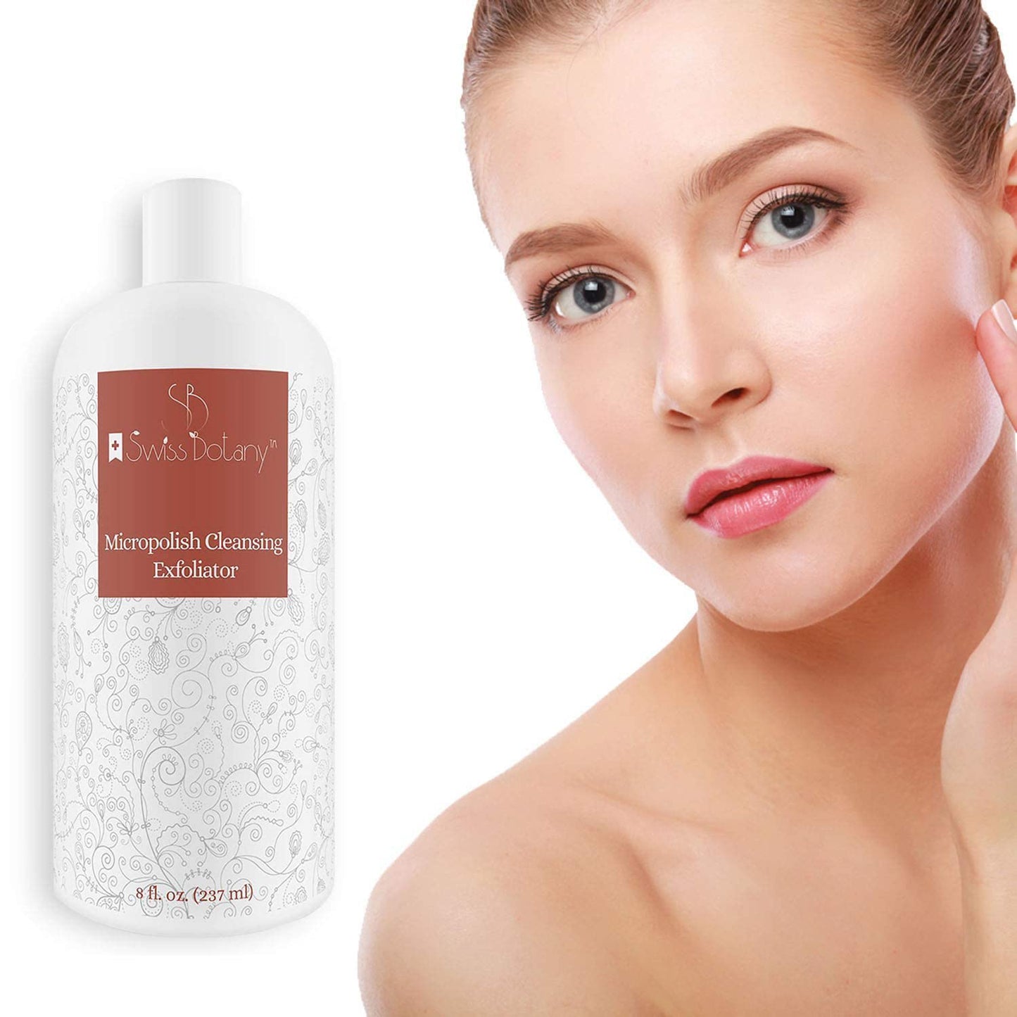Swiss Botany Beauty 8 Ounce / 1 Exfoliating Face Wash & Face Exfoliator - Natural Exfoliating Face Wash with Witch Hazel - Moisturizing Facial Exfoliant for Oily or Dull or Dry Skin, Wrinkles, Blemishes, Acne Scars & More