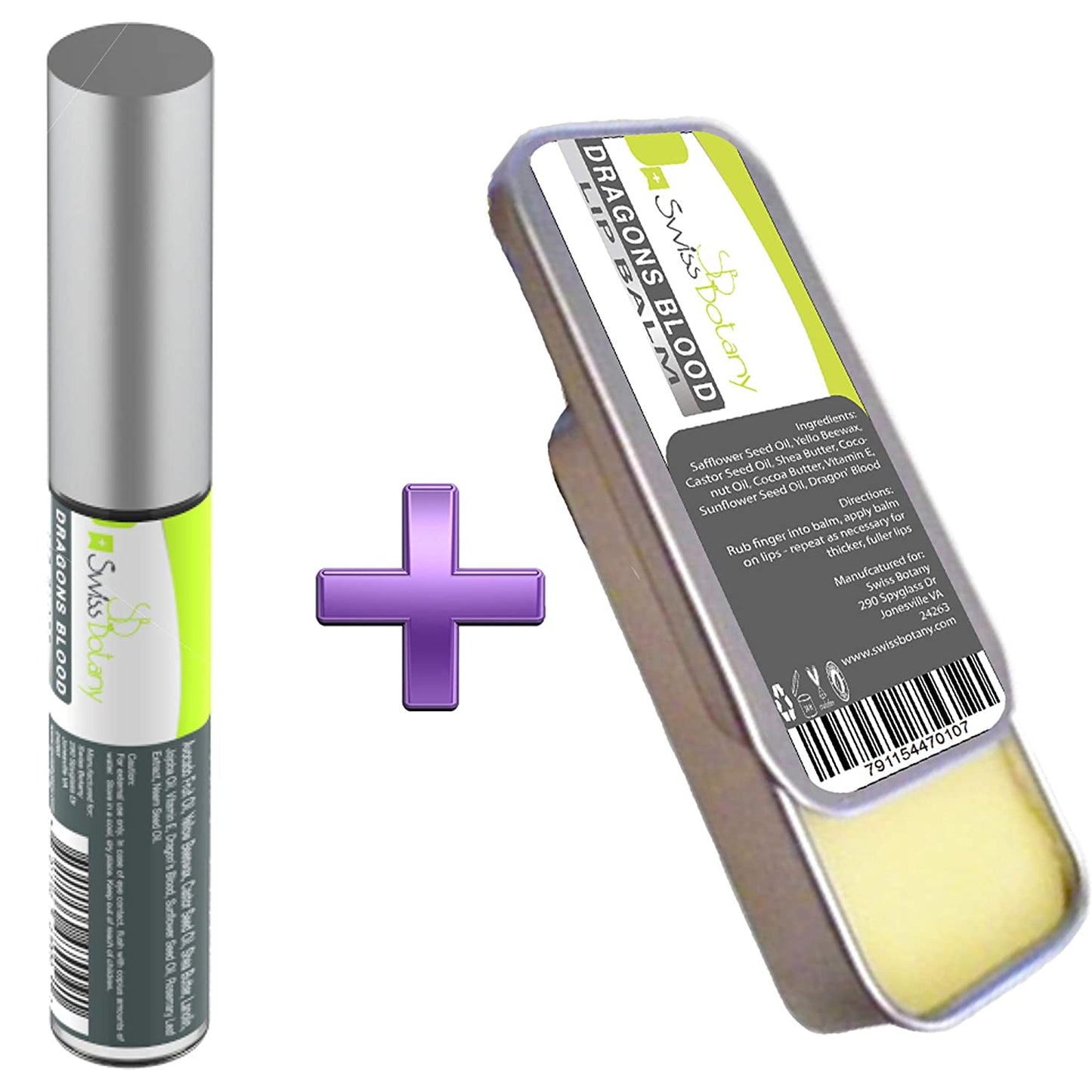 Swiss Botany Beauty Lip Plumper Balm 2 in 1 Dragons Blood + Bonus Moisturizing Lip Plumping Gloss by Swiss Botany Skin Care
