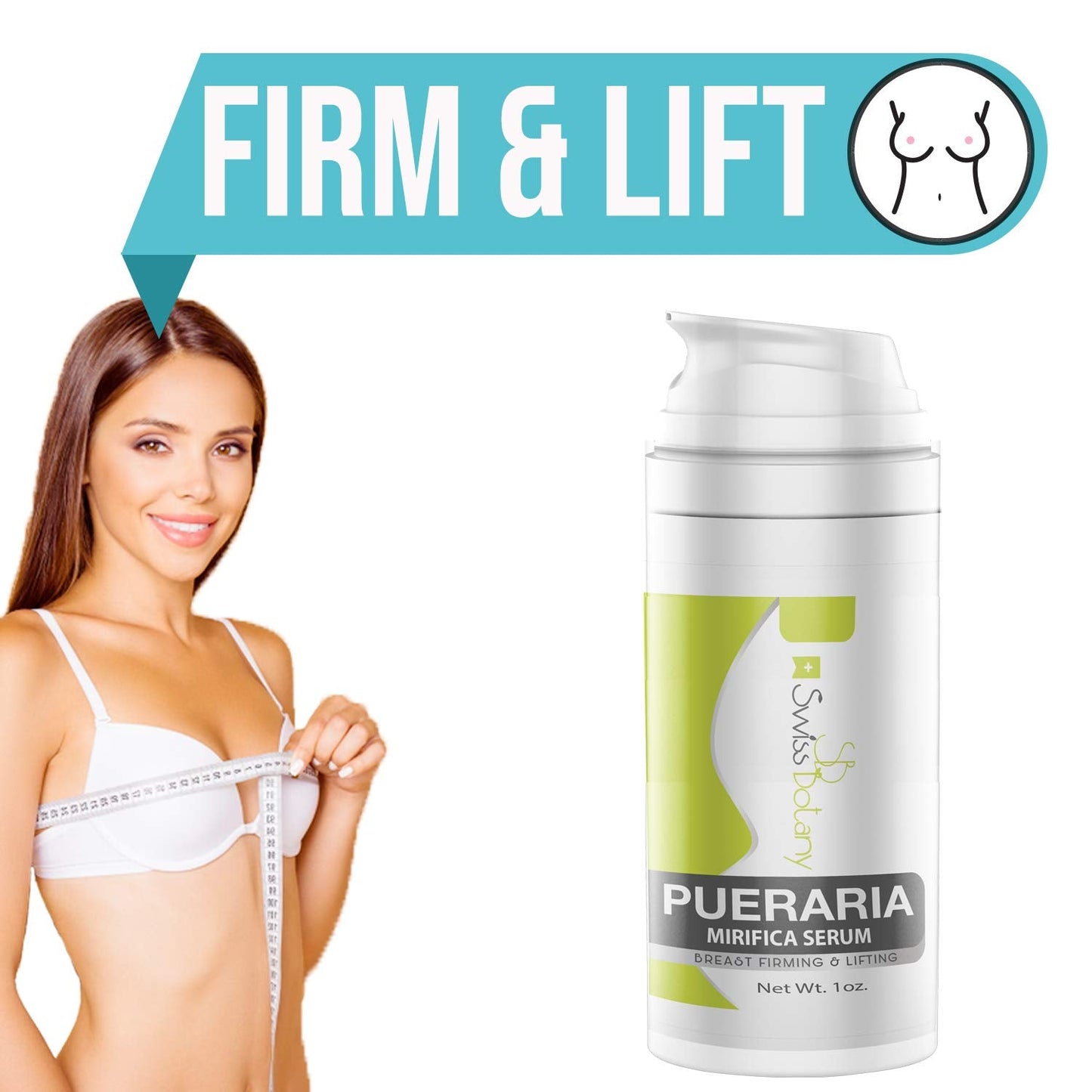 Swiss Botany Beauty Swiss Botany Pueraria Mirifica Bust Firming & Lifting Serum for Women and Men, Easy to Apply, Use Twice a Day for Best Results, No Fragrance, 1 ounce