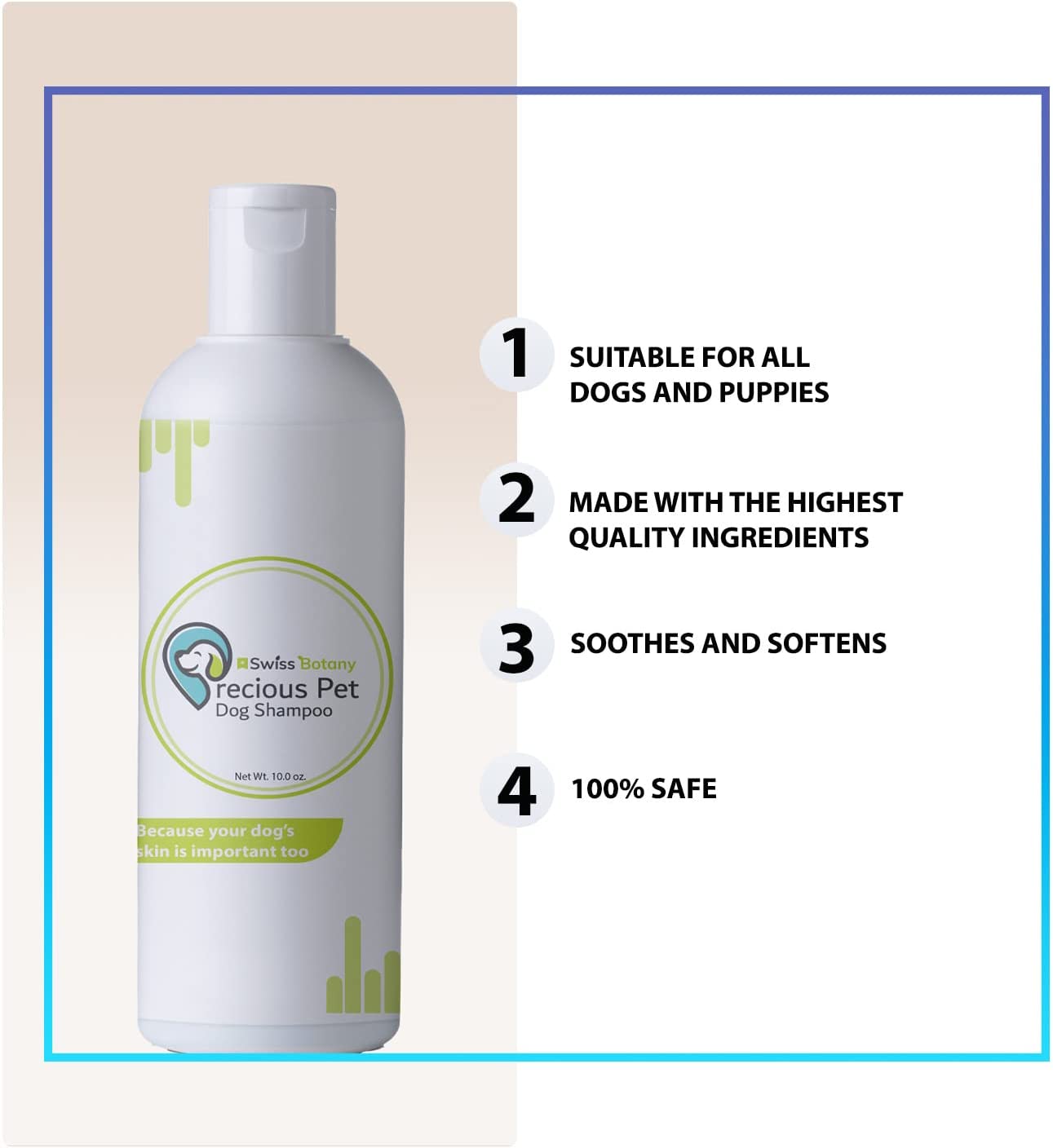 Swiss Botany Pet Products White Swiss Botany Precious Dog Shampoo, Puppy Shampoo for Moisturizing Dog Body and Reducing Dandruff, Dog Bathing Supplies for Sensitive Skin Dogs to Alleviate Strong Odor concerns - 10 oz