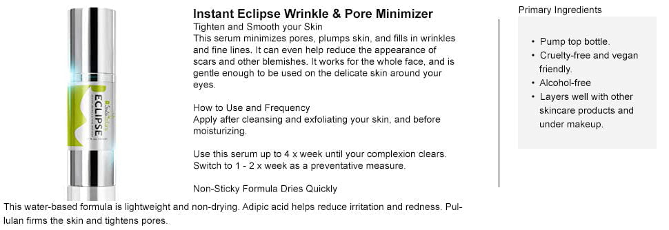 Swiss Botany Serum Eclipse Wrinkle & Pore Minimizer Cream With Cruentum To Fight Acne - For Moisture Protection - By Swiss Botany
