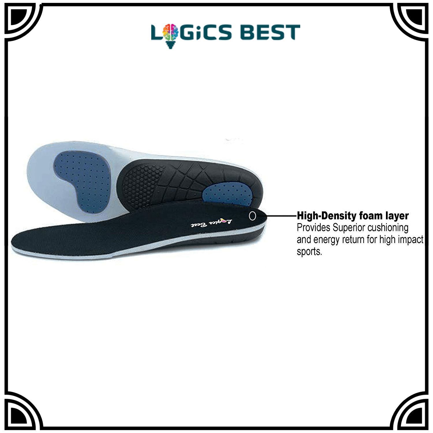 Logics Best Health and Beauty Pain Relief Insoles, Professional-Grade High Arch Orthotic Insert for Maximum Support, Unisex, Anti-Fatigue Technology Replacement Insole