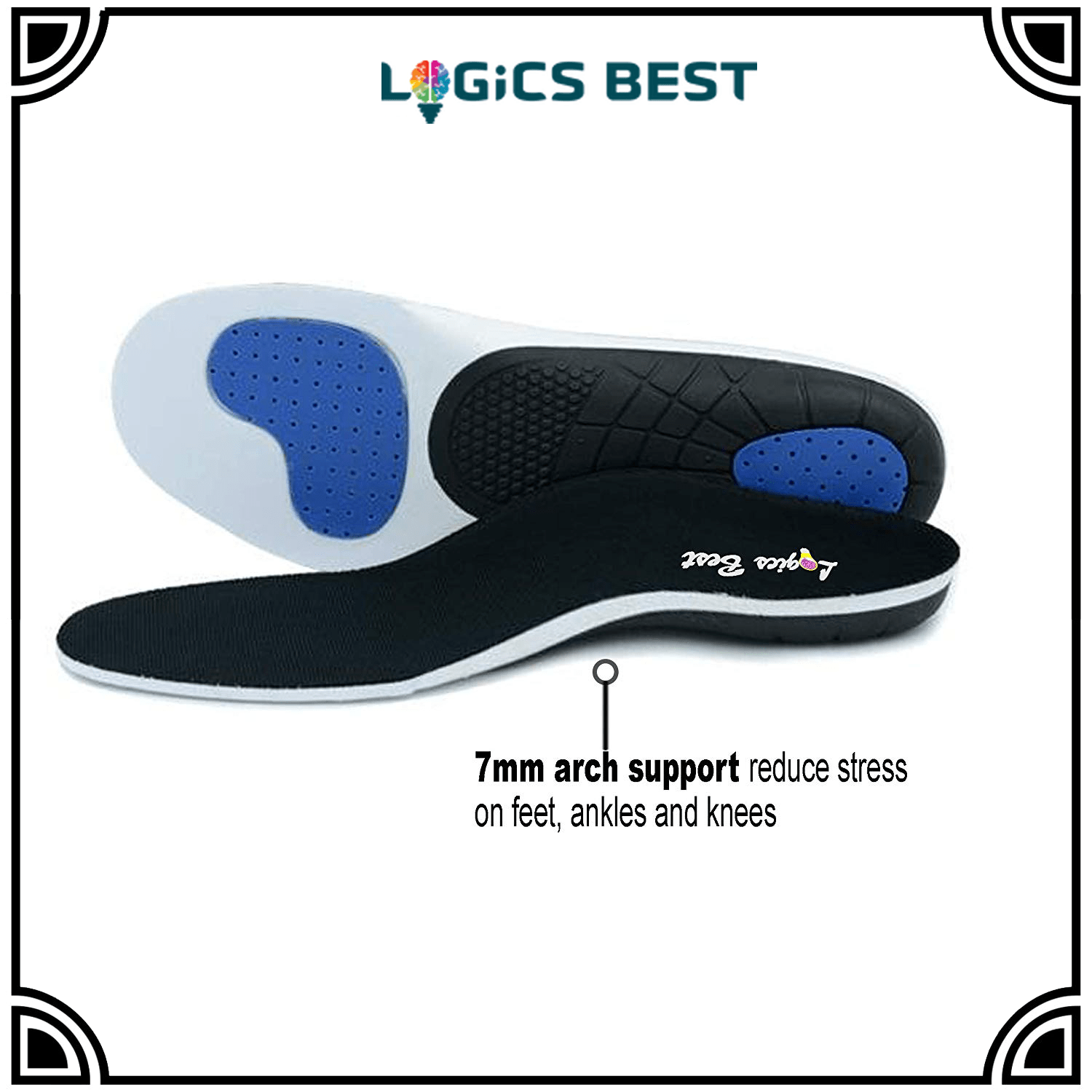 Logics Best Health and Beauty Pain Relief Insoles, Professional-Grade High Arch Orthotic Insert for Maximum Support, Unisex, Anti-Fatigue Technology Replacement Insole