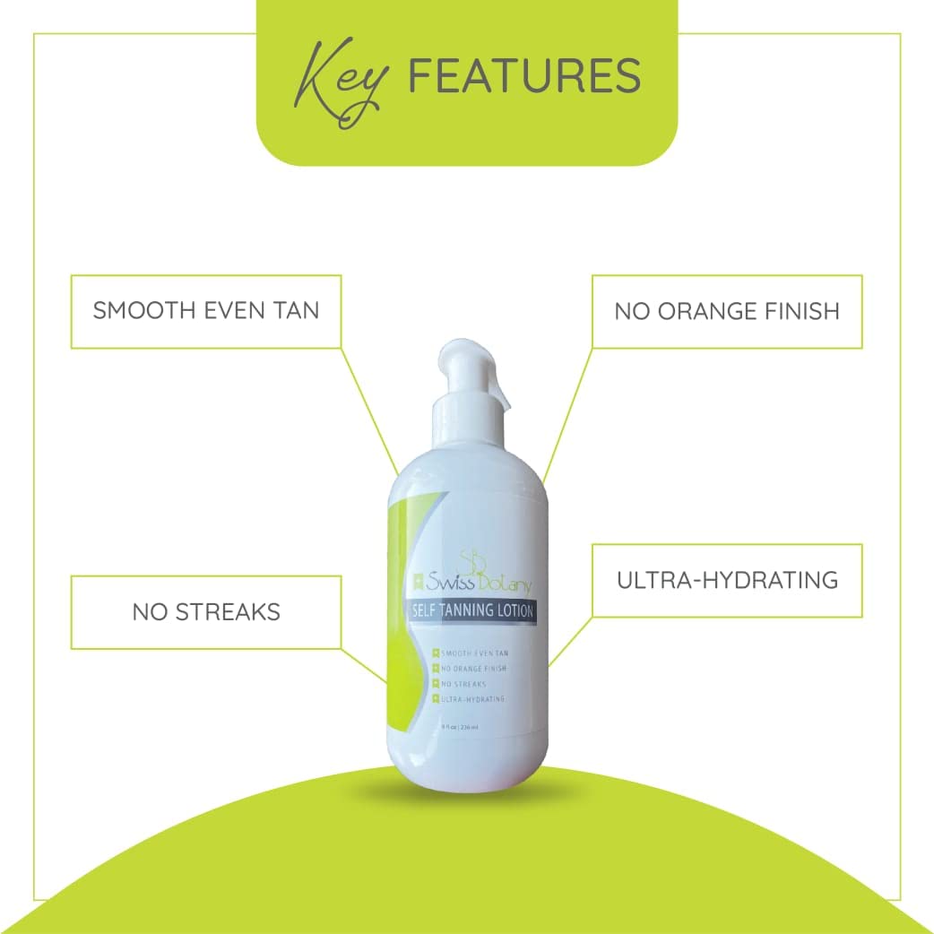 Swiss Botany Beauty 1 Swiss Botany Self Tanning Lotion, Anti-Orange Sunless Tanning Bronzer Lotion for Fair to Medium Skin Tone - Moisturizer With Aloe Vera and Vitamin E for a Glowing Tan Tattoo & Color Fade Protection
