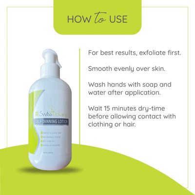 Swiss Botany Beauty 1 Swiss Botany Self Tanning Lotion, Anti-Orange Sunless Tanning Bronzer Lotion for Fair to Medium Skin Tone - Moisturizer With Aloe Vera and Vitamin E for a Glowing Tan Tattoo & Color Fade Protection