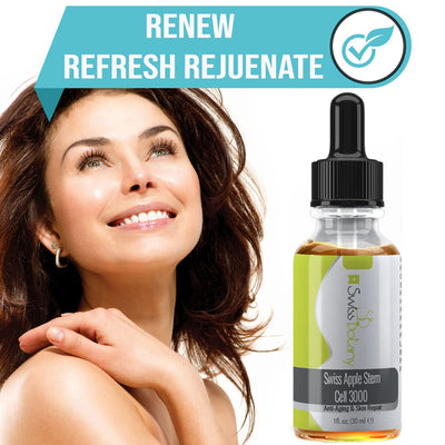 Swiss Botany Beauty 2 / Apple Swiss Botany Swiss Apple Stem Cell 3000 Serum, Plant Stem Cells No Animal Products, Reduce Aging Signs Wrinkles + Discoloration, Restore Elasticity and Youthful Appearance, 1 fluid ounce, 2 Bottles