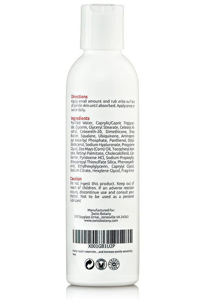 Swiss Botany Beauty 6 Ounces / White/Red / 1 Penile Health Cream for phimosis, balanitis, dry, cracked, peeling penile skin + acetyl man oil PENILE SENSITIVITY CREAM
