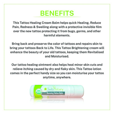 Swiss Botany Beauty All Natural Tattoo Balm Aftercare Brightener for Depth & Color Enhancement - Moisturizer and Skin Healing for Old and New Tatts Promotes Healing & Soothing Premium Made By Swiss Botany