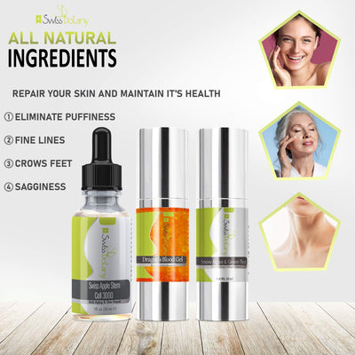 Swiss Botany Beauty Premium Kit Face / 3 Dragons Blood 3 in 1 Eye Wrinkle Treatment - Nature's Filler Alternative, Instantly Tighten & Sculpture Facial contours - eye wrinkle serum - Peptide Complex Serum