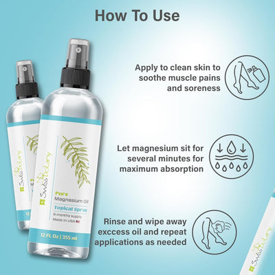 swissbotany Health & Personal Care Swiss Botany Pure Magnesium Oil Spray - (12 OZ /355 ML | Long-Lasting Pure Magnesium Oil | USP Grade, Free from Unhealthy Trace Minerals | Includes Free eBook