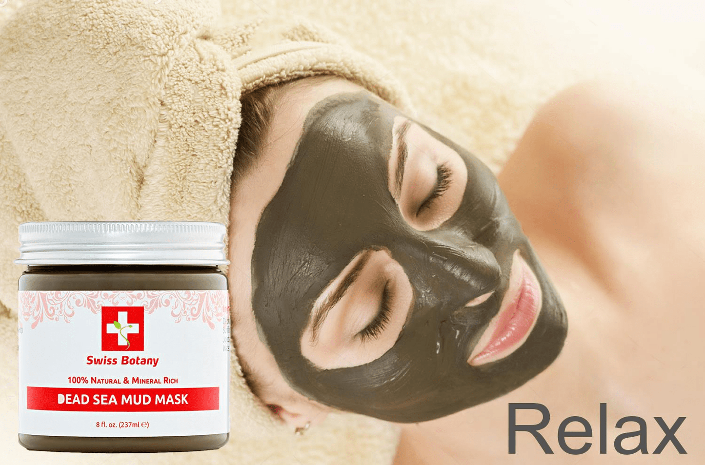 Swiss Botany face mask Dead Sea Mud Mask for Face & Body - 100% all Natural Organic Israeli Mud