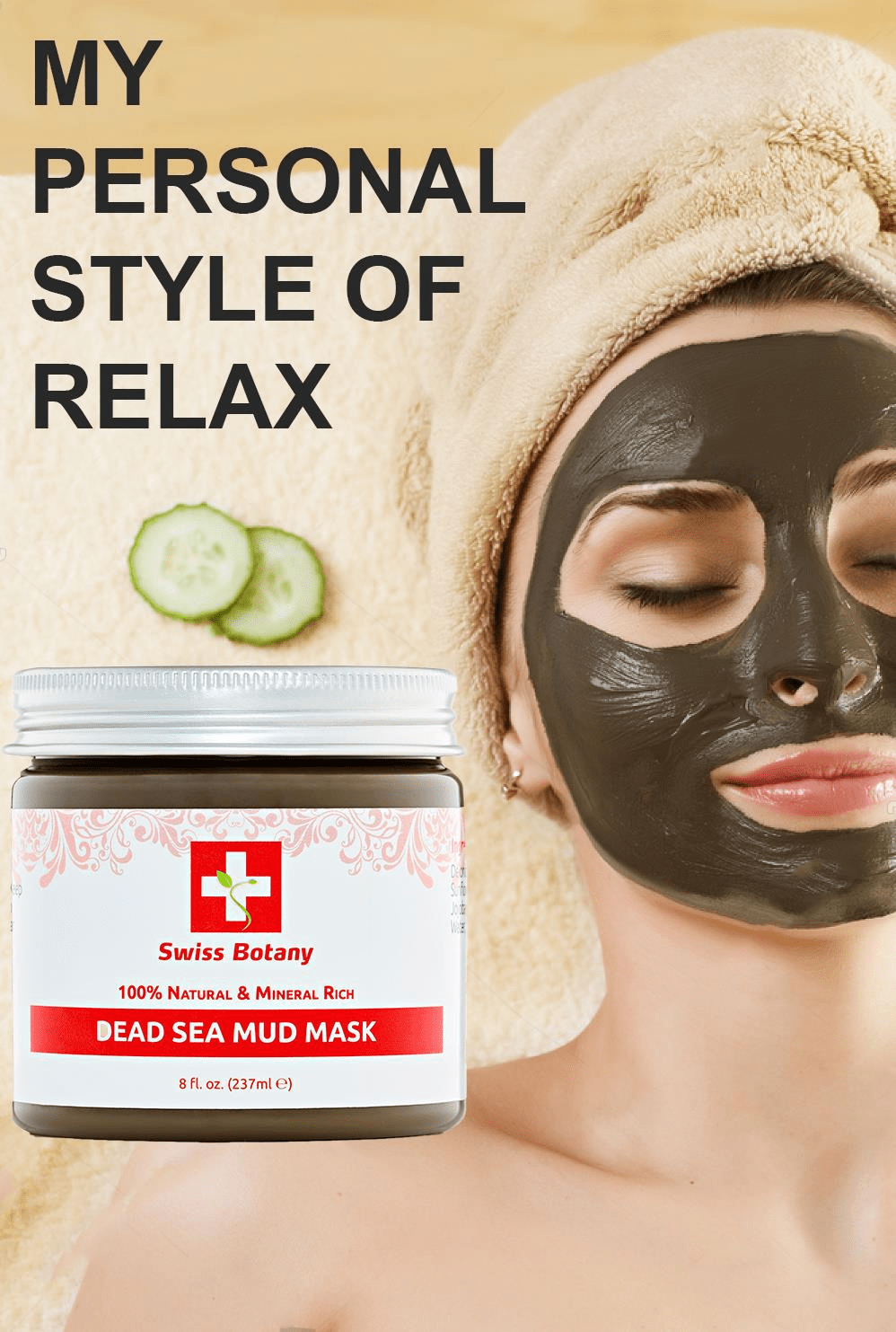 Swiss Botany face mask Dead Sea Mud Mask for Face & Body - 100% all Natural Organic Israeli Mud