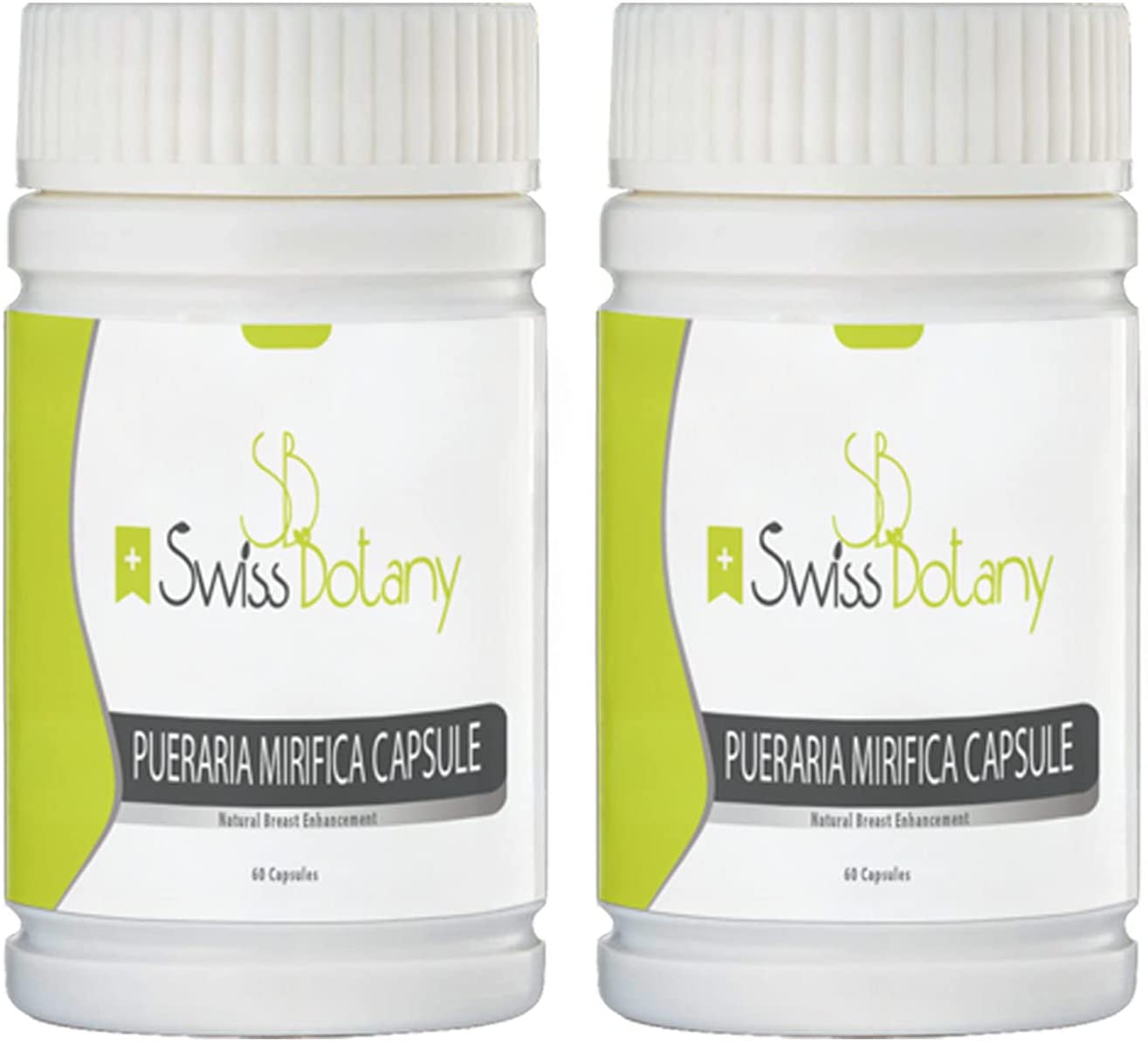 Swiss Botany Health and Beauty Swiss Botany Breast Enlargement Pueraria Mirifica Capsules for Natural Bust Enhancement, Restore Elasticity and Smoothness, Improve Skin, Hair and Nails, Take with Food, 120 Capsules, 2 Bottles