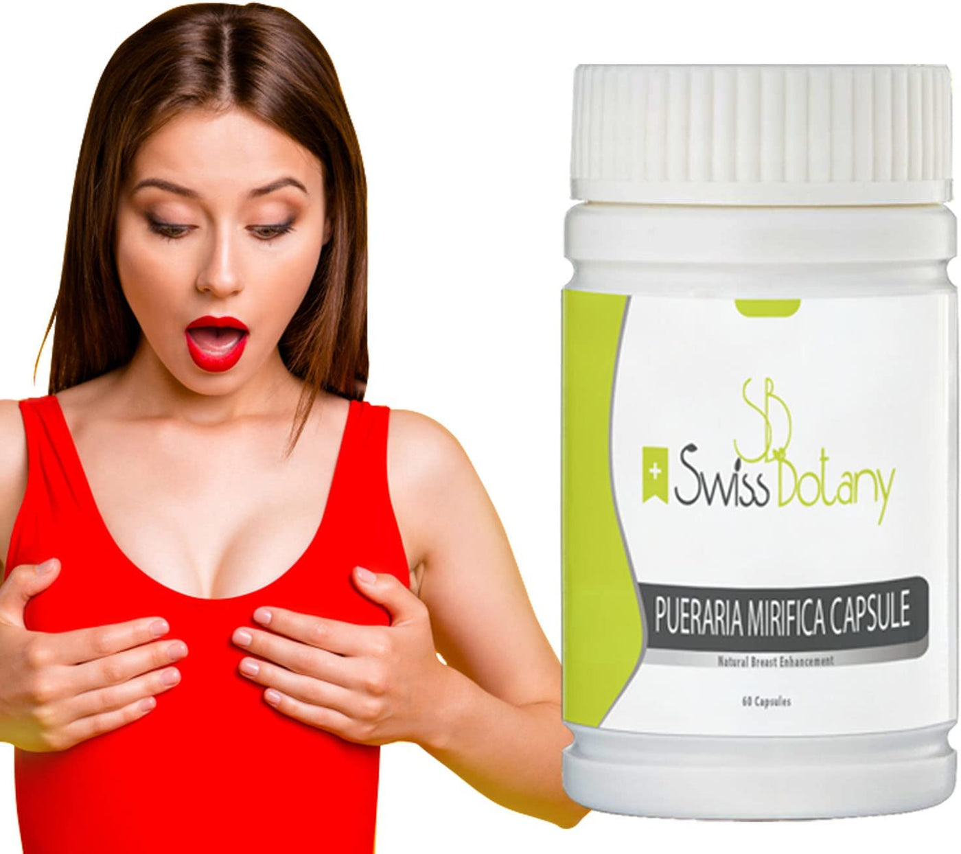 Swiss Botany Health and Beauty Swiss Botany Breast Enlargement Pueraria Mirifica Capsules for Natural Bust Enhancement, Restore Elasticity and Smoothness, Improve Skin, Hair and Nails, Take with Food, 120 Capsules, 2 Bottles