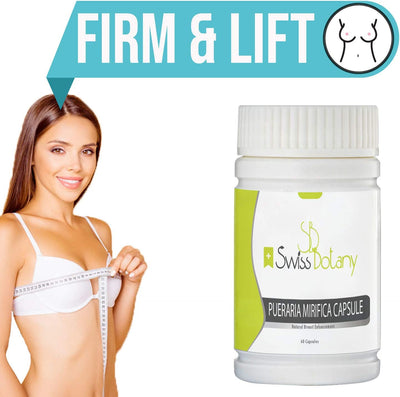 Swiss Botany Health and Beauty Swiss Botany Breast Enlargement Pueraria Mirifica Capsules for Natural Bust Enhancement, Restore Elasticity and Smoothness, Improve Skin, Hair and Nails, Take with Food, 120 Capsules, 2 Bottles