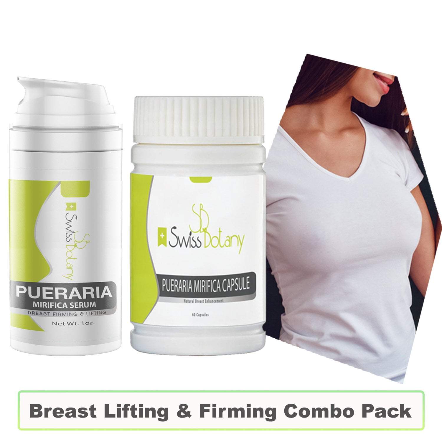 swissbotany breast lifting Pueraria Mirifica Serum (4) & Capsules (2) | 2 Month Supply Capsules & Serum