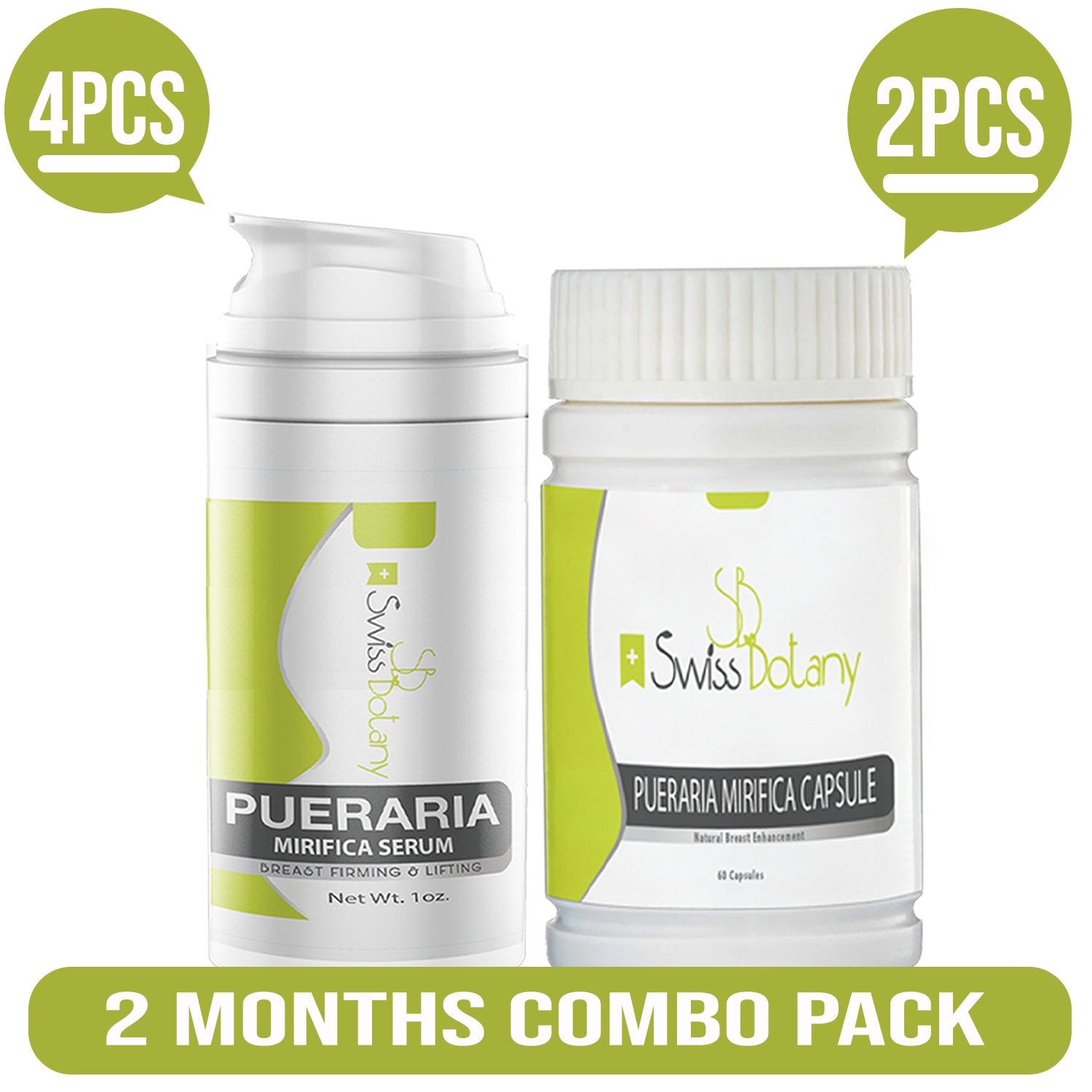 swissbotany breast lifting Pueraria Mirifica Serum (4) & Capsules (2) | 2 Month Supply Capsules & Serum