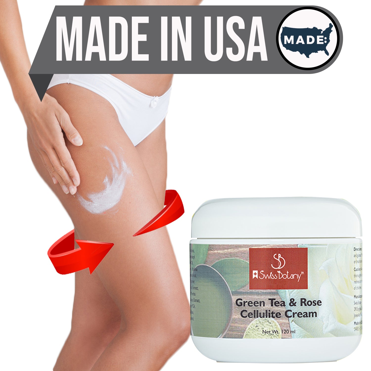 swissbotany bruise cream Pure Green Tea & Rose Cellulite Reduction Bikini Cream - By Swiss Botany