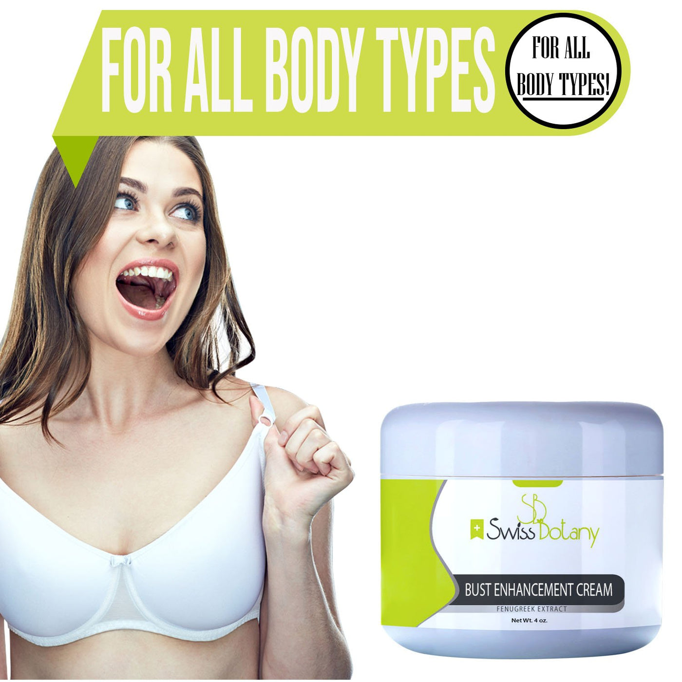 swissbotany Health and Beauty Bust Enhancement Cream with Fenugreek, Easy to Apply, Use Twice a Day for Best Results, Light Fragrance | Premium Made by Swiss Botany for Women & Men, 4 ounces